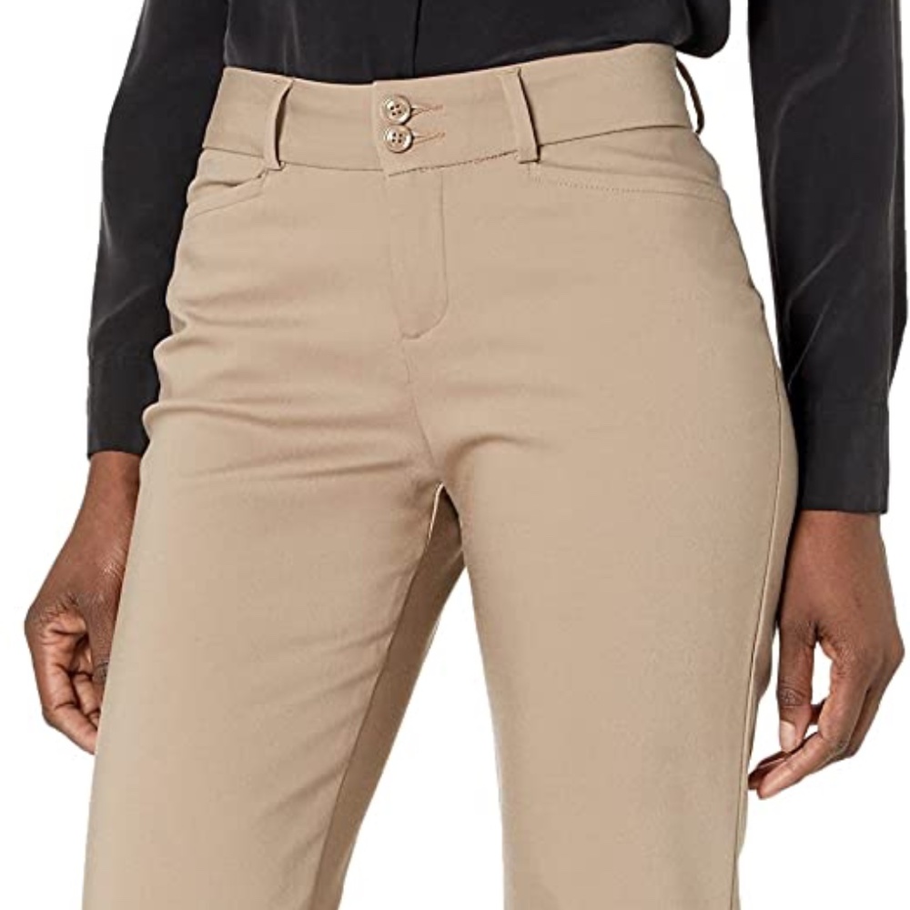 Lee Women's Secretly Shapes Regular Fit Straight Leg Pant, Light Fawn, 6 Long